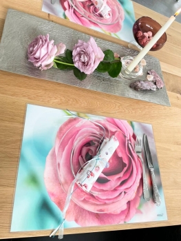 Tischset Platzset abwaschbar Pink Rose von ARTIPICS